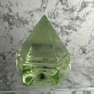 Vintage Large Ship Deck Light Prism Hexagon Pyramid Green Glass Paper Weight 4.5